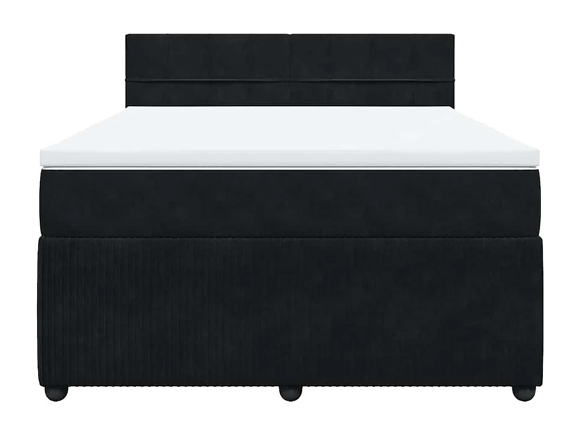 Sommier à lattes de lit avec matelas Noir 140x190 cm Velours