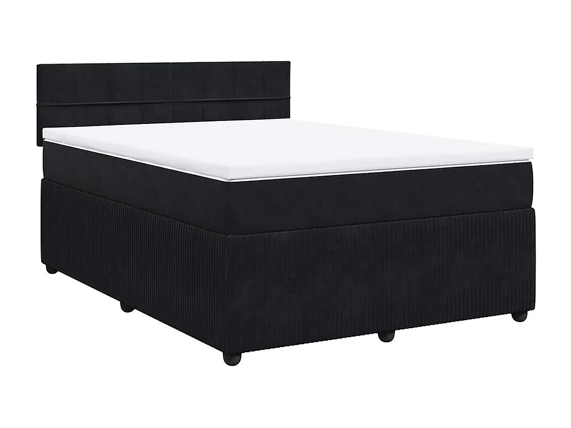 Boxspring met matras fluweel zwart 140x190 cm
