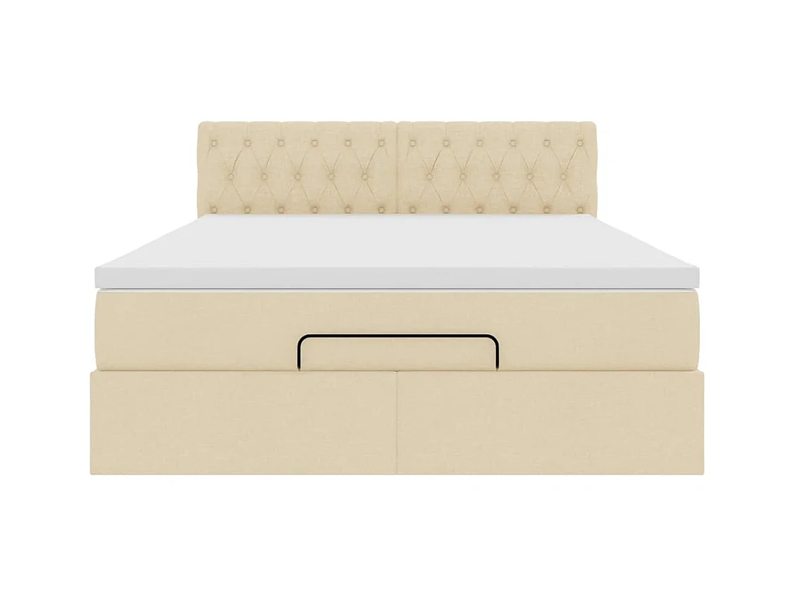 Lit ottoman avec matelas crème 140x200 cm tissu