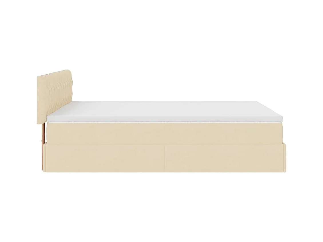 Lit ottoman avec matelas crème 140x200 cm tissu