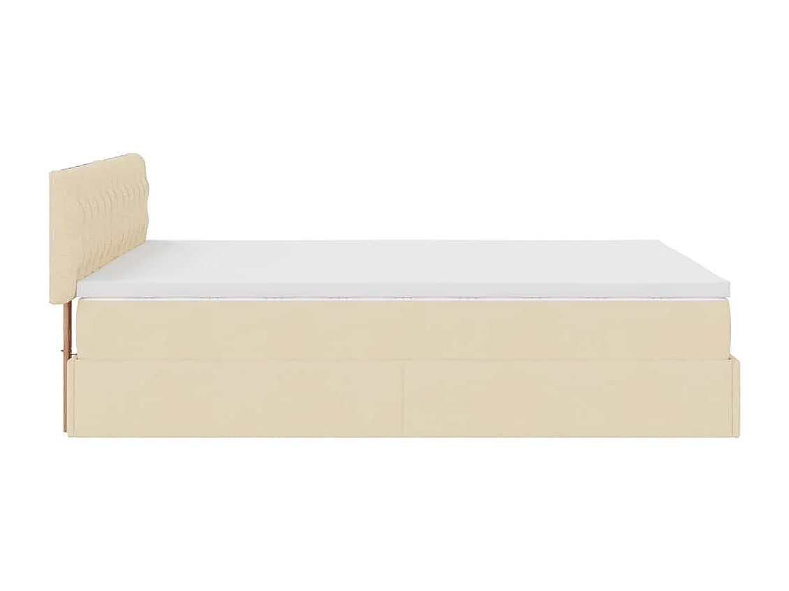 Lit ottoman avec matelas crème 140x200 cm tissu
