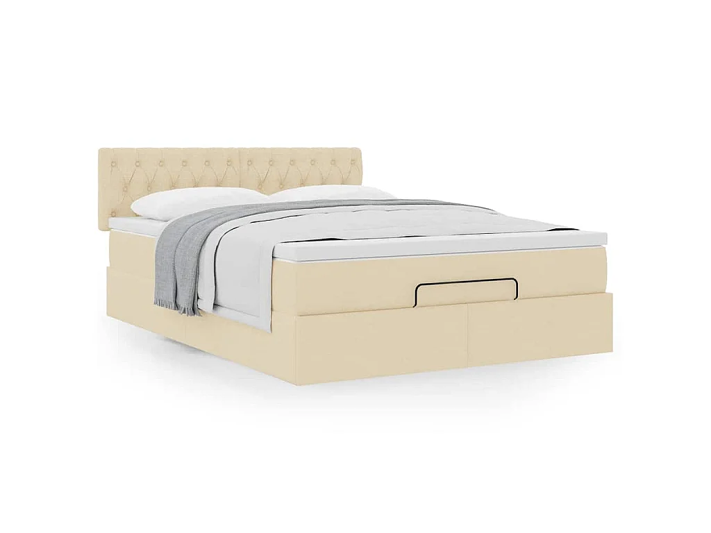 Ottoman-Bett mit Matratze Creme 140x200 cm Stoff