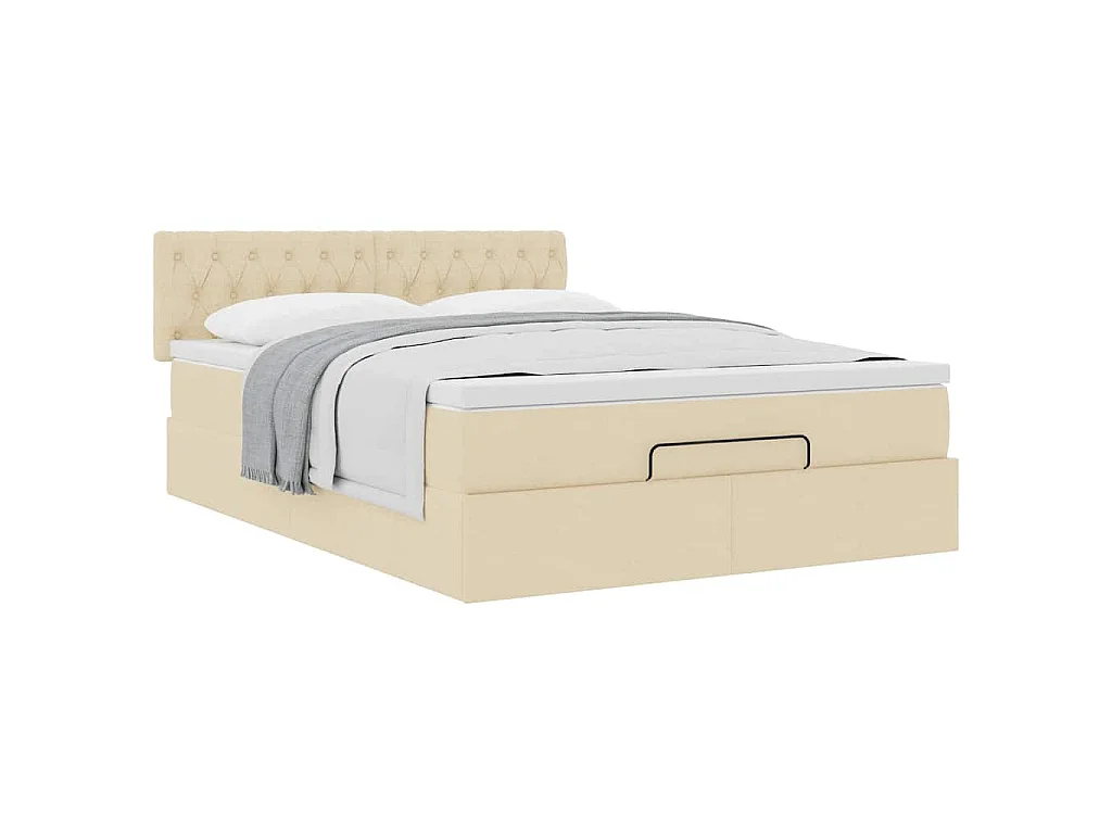 Ottoman-Bett mit Matratze Creme 140x200 cm Stoff