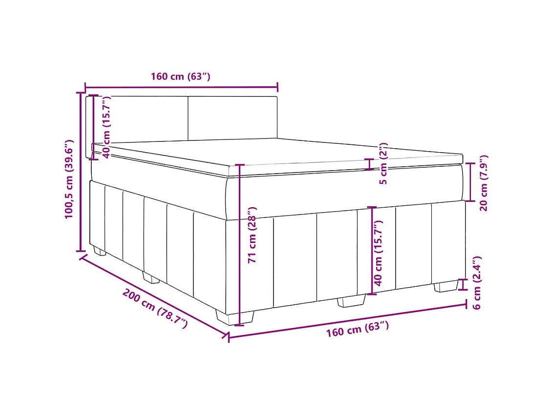 Boxspringbett mit Matratze Schwarz 160x200 cm Stoff