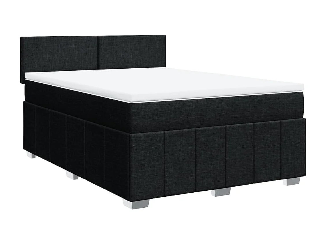 Sommier à lattes de lit avec matelas Noir 160x200 cm Tissu