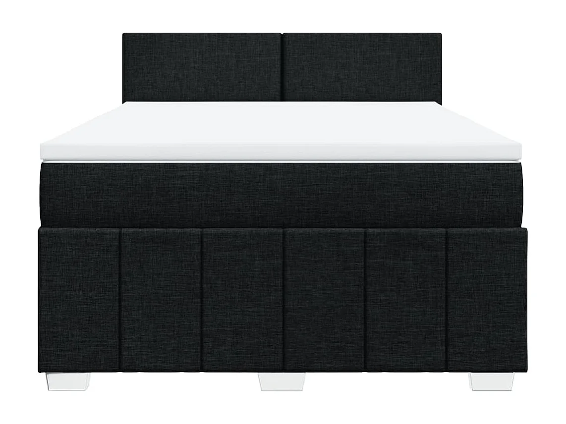 Sommier à lattes de lit avec matelas Noir 160x200 cm Tissu