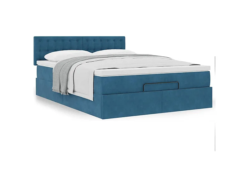 Ottoman-Bett mit Matratze Dunkelblau 140x190 cm Samt