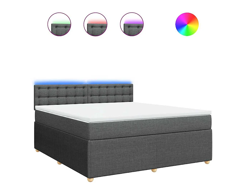 Sommier à lattes de lit avec matelas Gris foncé 180x200cm Tissu