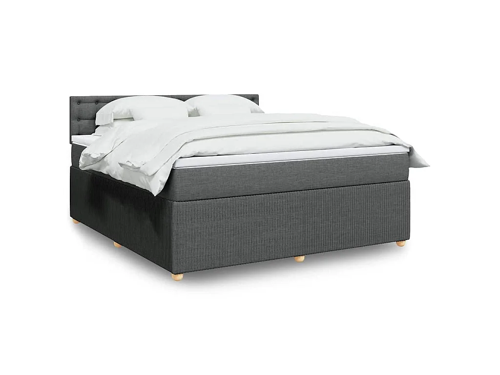 Sommier à lattes de lit avec matelas Gris foncé 180x200cm Tissu