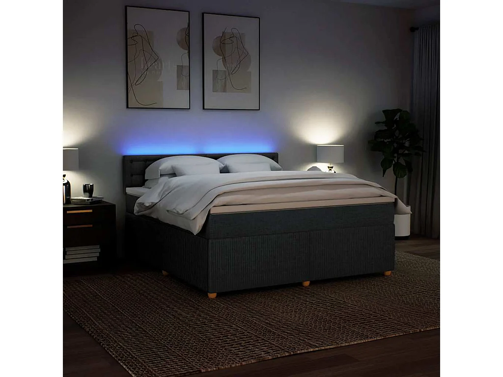 Sommier à lattes de lit avec matelas Gris foncé 180x200cm Tissu