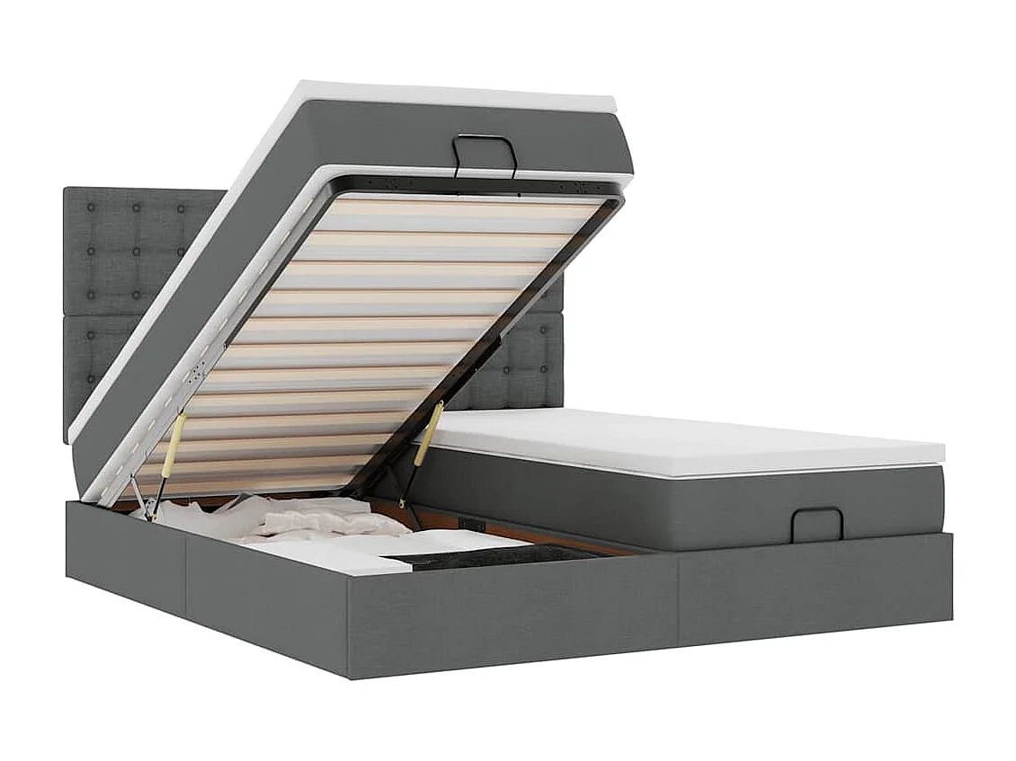 Ottoman bed met matrassen en LED's 160x200cm stof donkergrijs