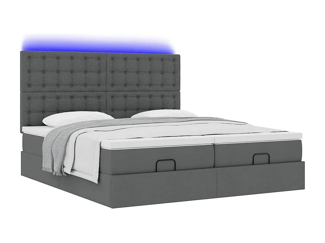 Ottoman bed met matrassen en LED's 160x200cm stof donkergrijs