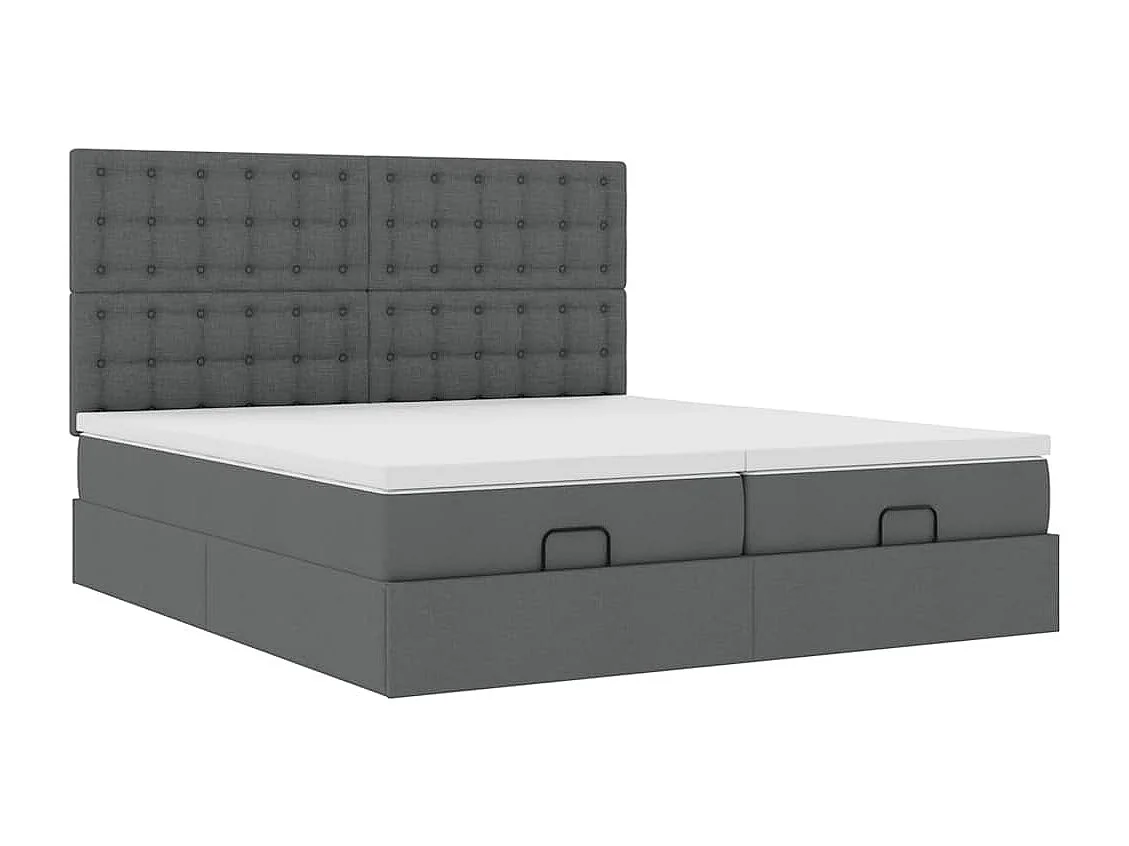 Ottoman bed met matrassen en LED's 160x200cm stof donkergrijs