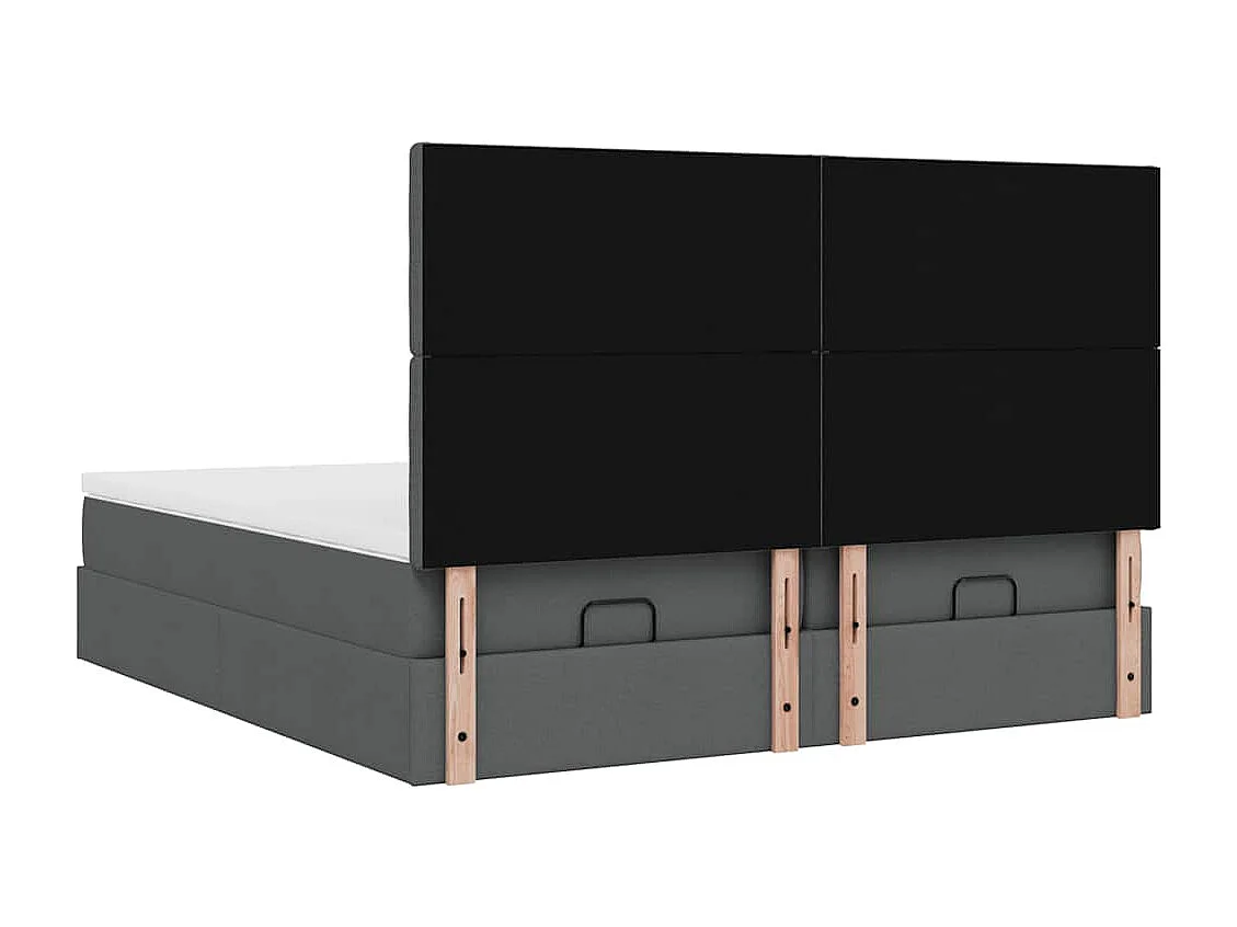 Ottoman bed met matrassen en LED's 160x200cm stof donkergrijs
