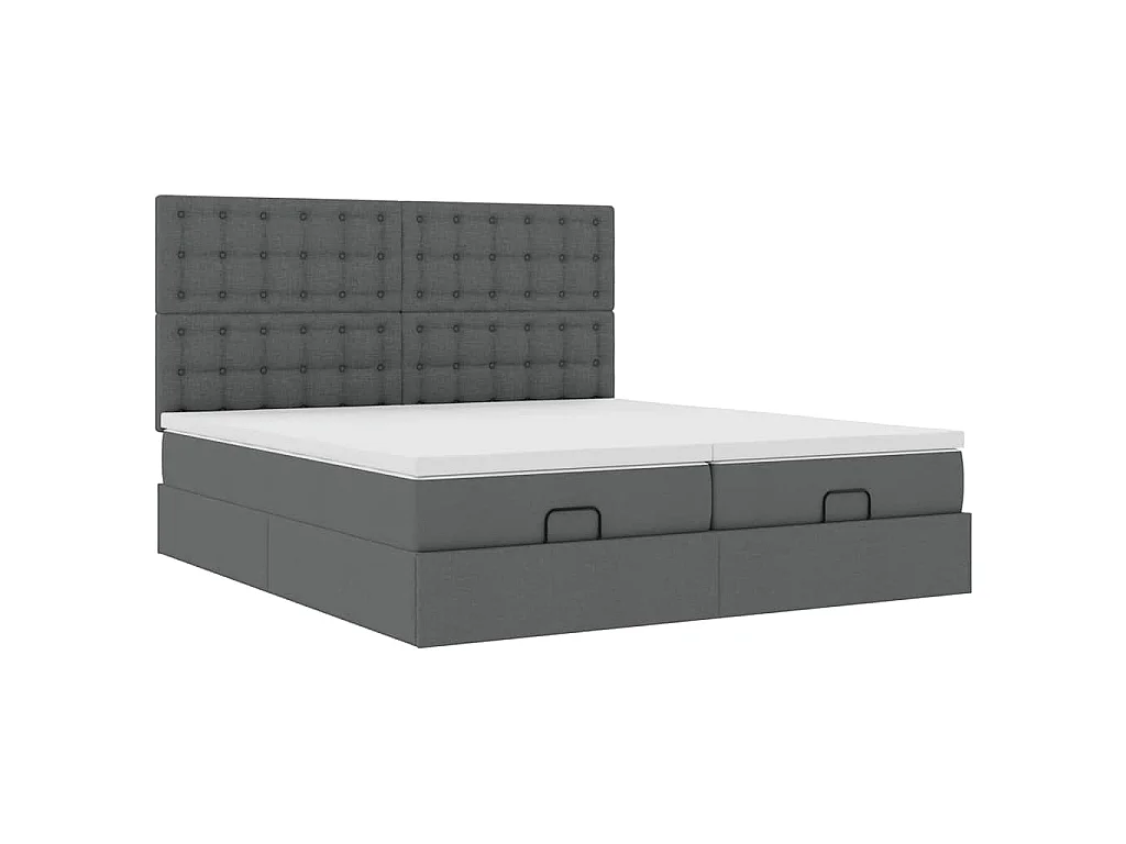 Ottoman bed met matrassen en LED's 160x200cm stof donkergrijs