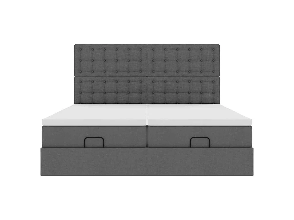 Ottoman bed met matrassen en LED's 160x200cm stof donkergrijs