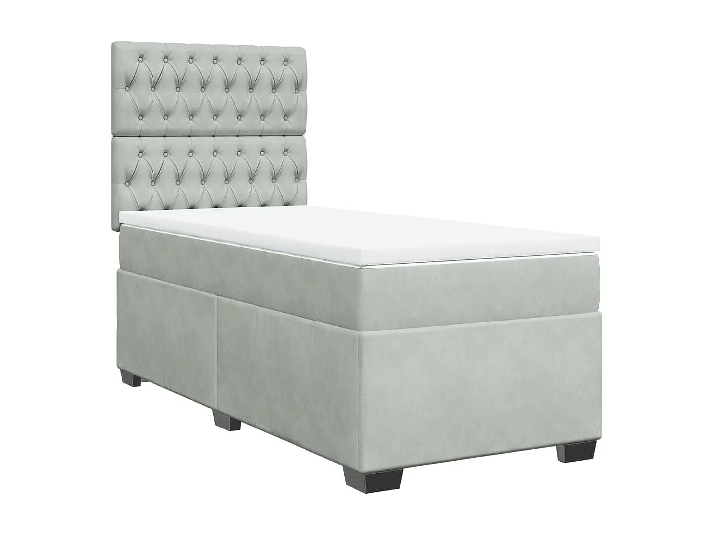 Boxspringbett mit Matratze Hellgrau 90x190 cm Samt