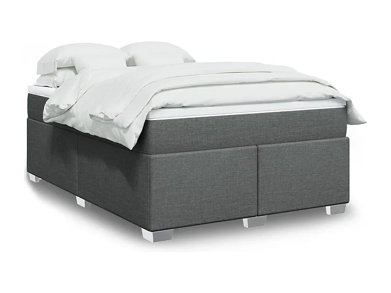 Sommier à lattes de lit avec matelas Gris foncé 160x200cm Tissu