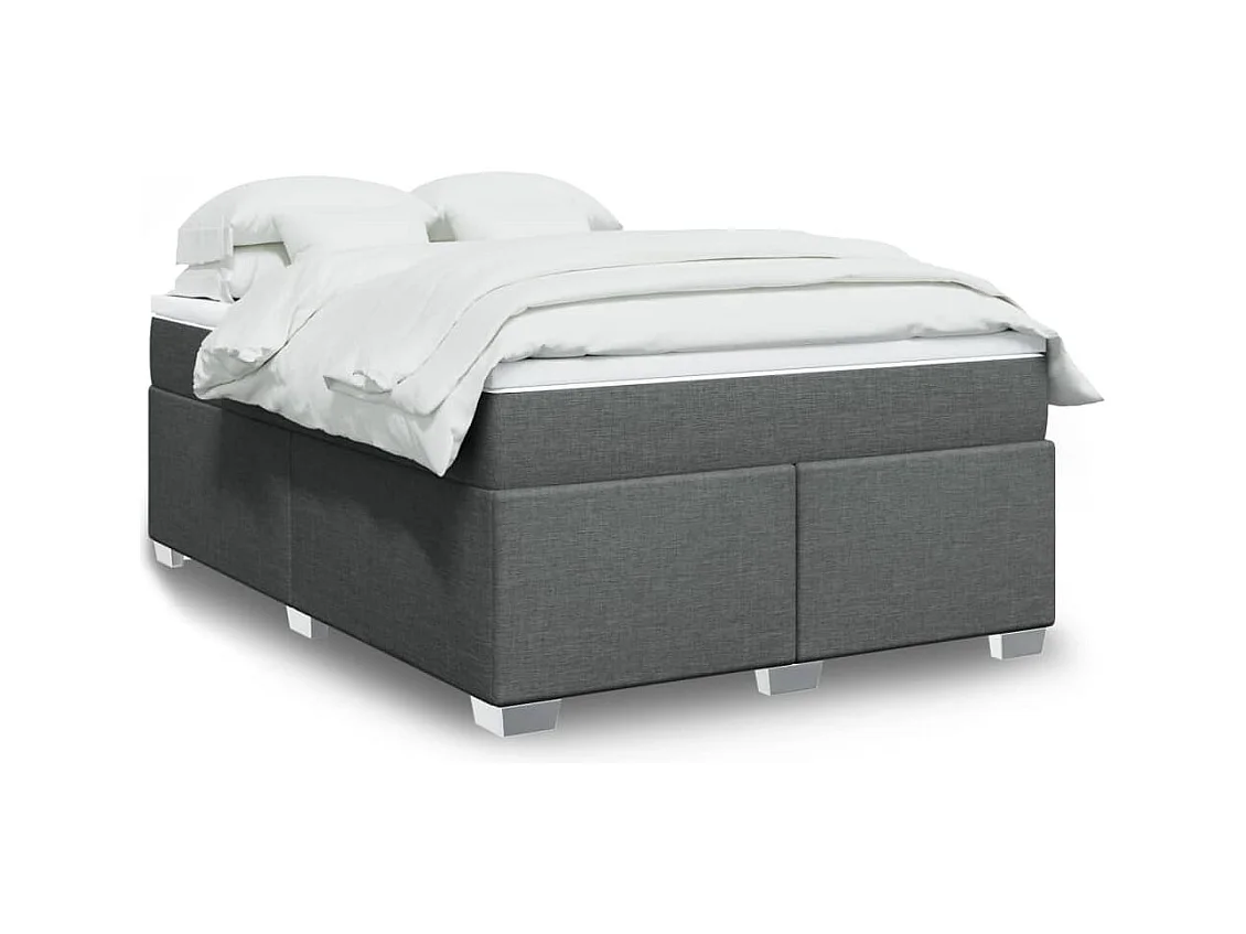 Sommier à lattes de lit avec matelas Gris foncé 160x200cm Tissu