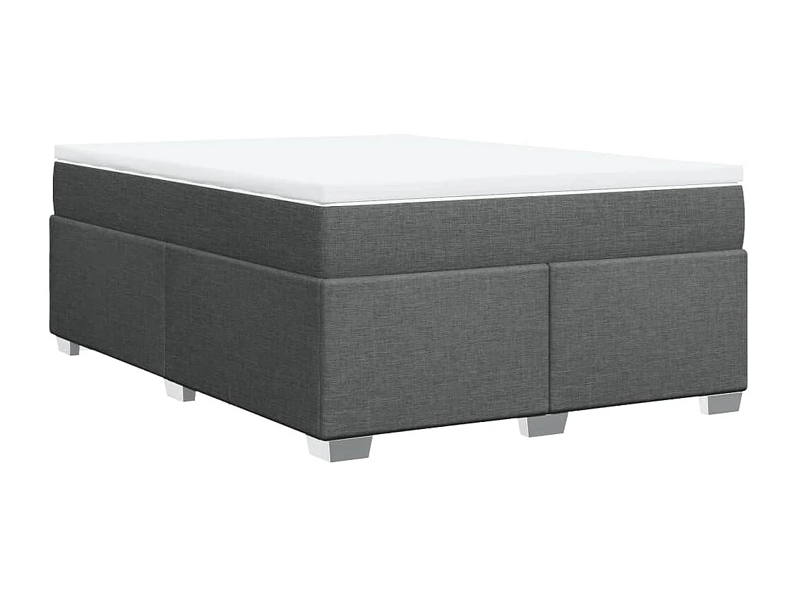 Cama box spring con colchón tela gris oscuro 160x200 cm