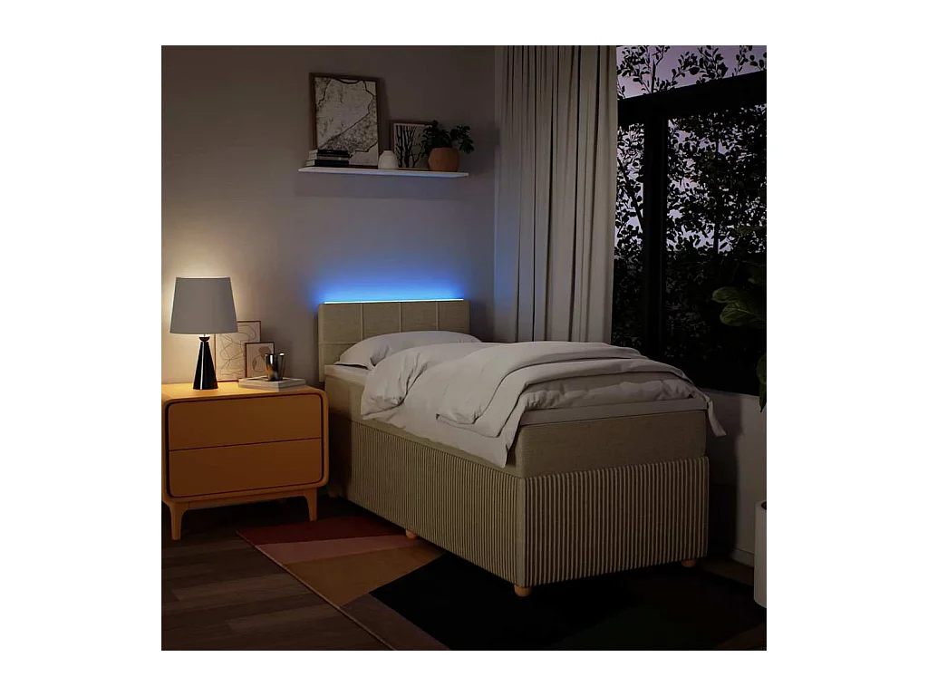 Cama com molas/colchão 90x200 cm tecido cor crème