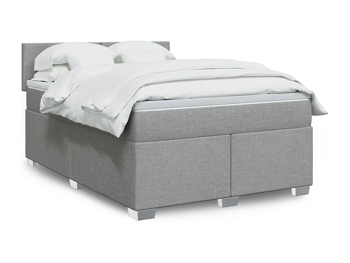 Boxspringbett mit Matratze Hellgrau 140x200 cm Stoff