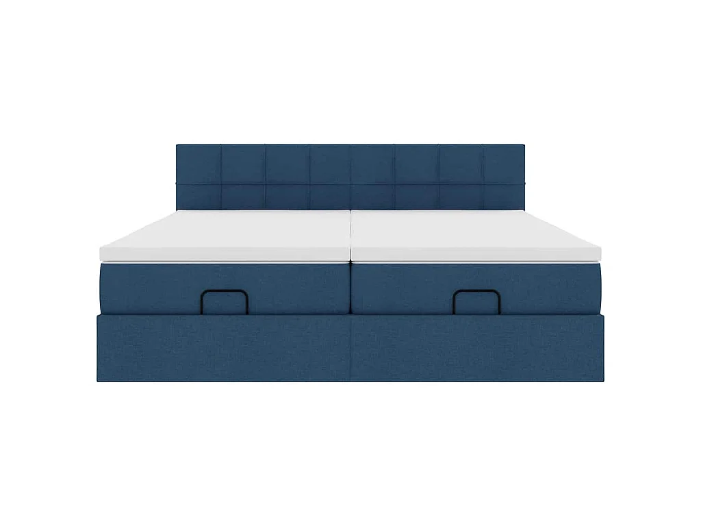 Ottoman-Bett mit Matratzen Blau 180x200 cm Stoff