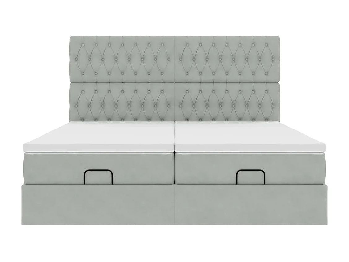 Cadre de lit ottoman et matelas gris clair 160x200cm velours