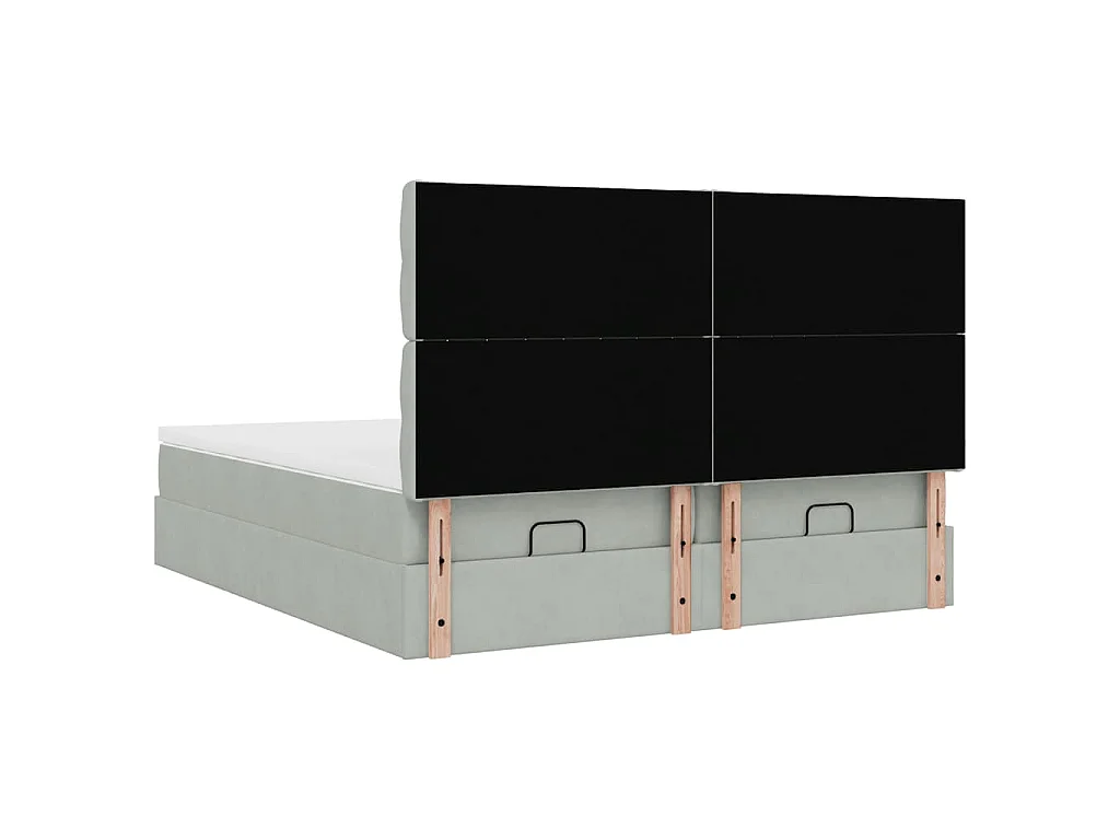 Estructura de cama otomana colchones terciopelo gris claro