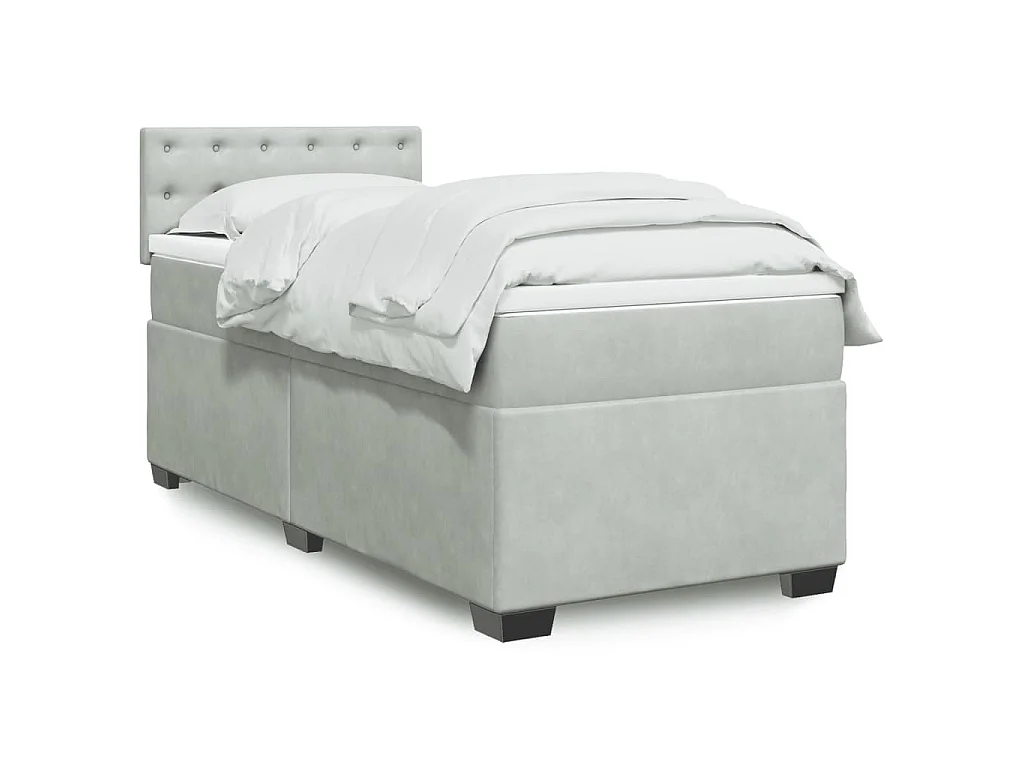 Sommier à lattes de lit et matelas Gris clair 90x200 cm Velours