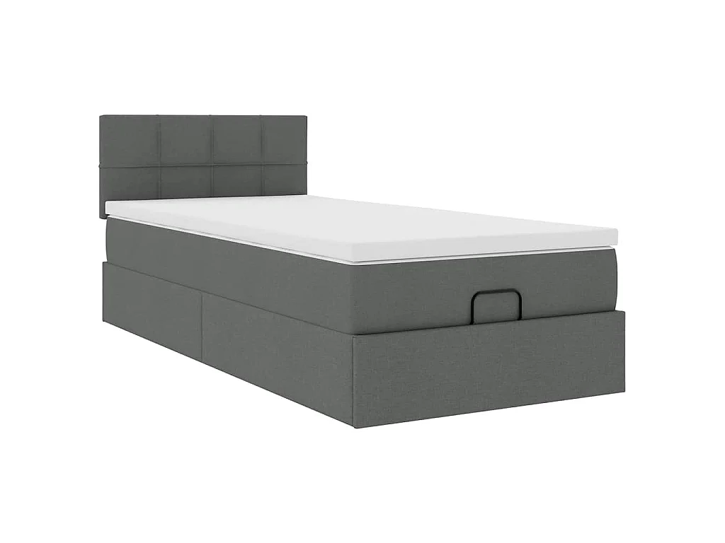 Pouf Letto con Materasso Grigio Scuro 90x200 cm in Tessuto