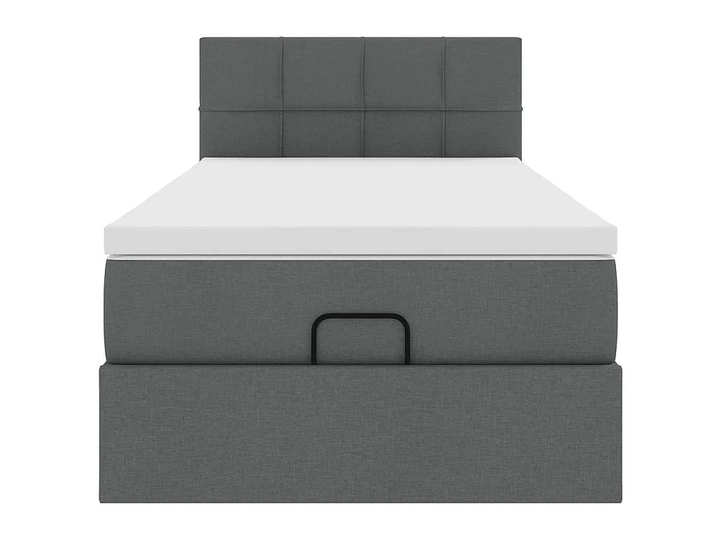 Pouf Letto con Materasso Grigio Scuro 90x200 cm in Tessuto