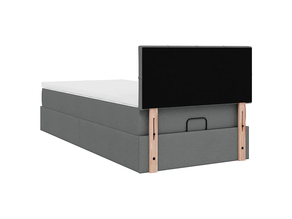 Pouf Letto con Materasso Grigio Scuro 90x200 cm in Tessuto