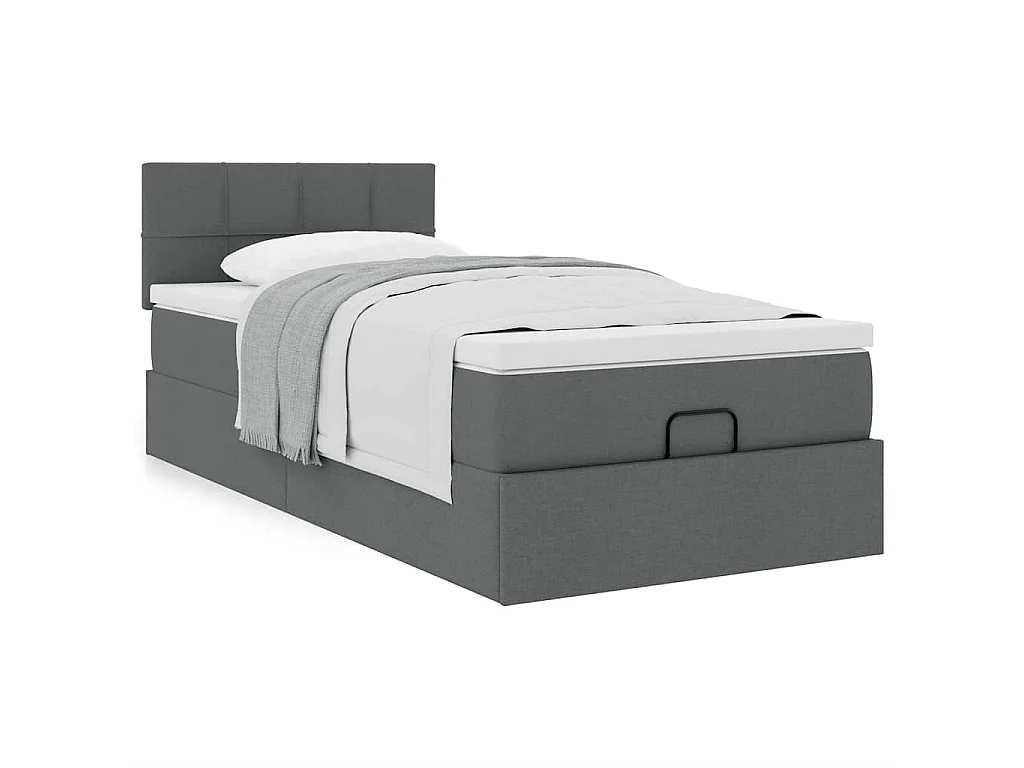 Bed met matras 90x200 cm stof donkergrijs