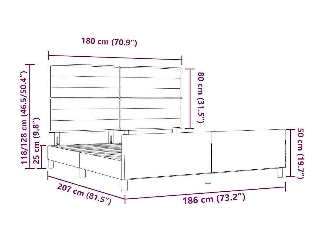 Bedframe met hoofdeinde Blauw 180 x 200 cm Stof