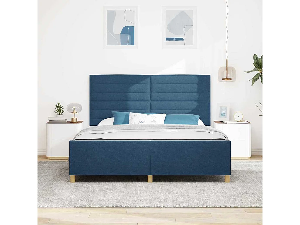 Bedframe met hoofdeinde Blauw 180 x 200 cm Stof