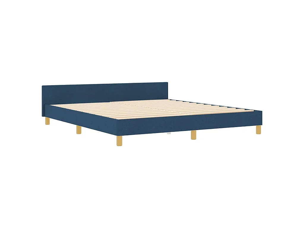 Estructura de cama con cabecera Azul 180 x 200 cm tela