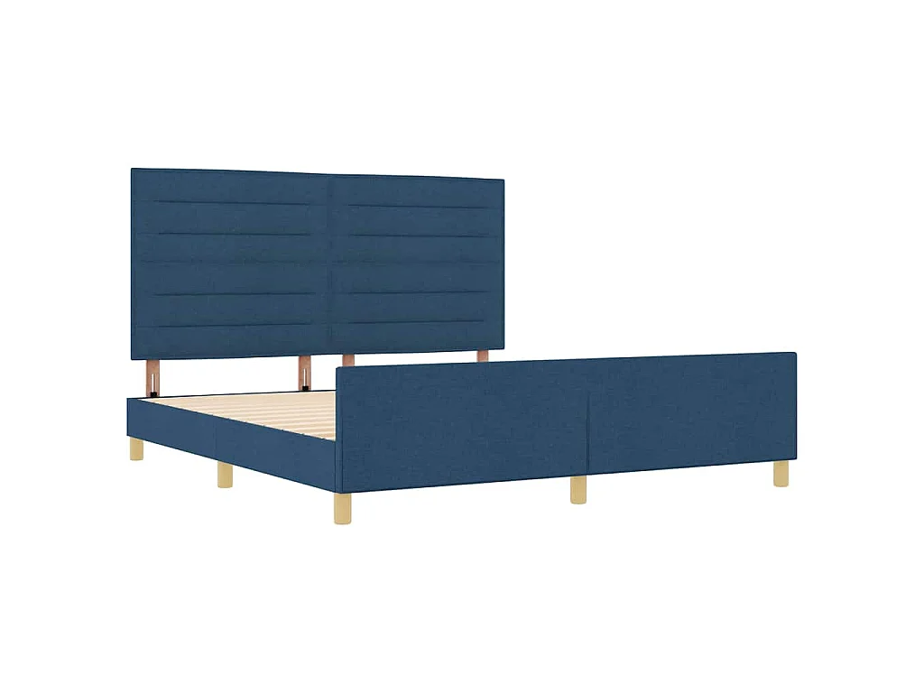 Estructura de cama con cabecera Azul 180 x 200 cm tela
