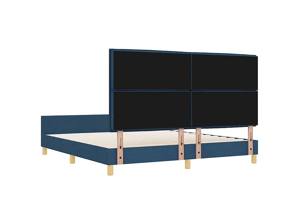 Estructura de cama con cabecera Azul 180 x 200 cm tela