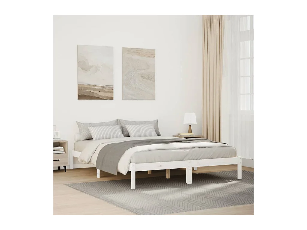 Cadre de lit extra long sans matelas 140x220 cm bois massif pin