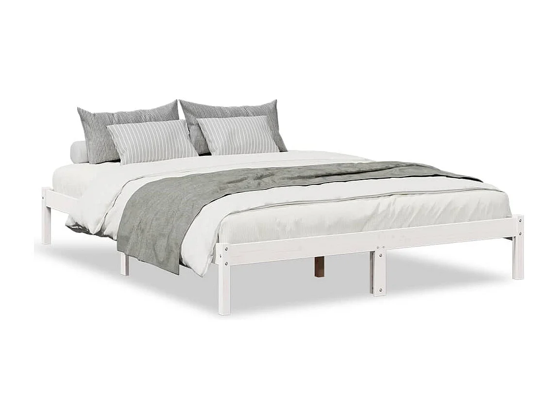 Cadre de lit extra long sans matelas 140x220 cm bois massif pin