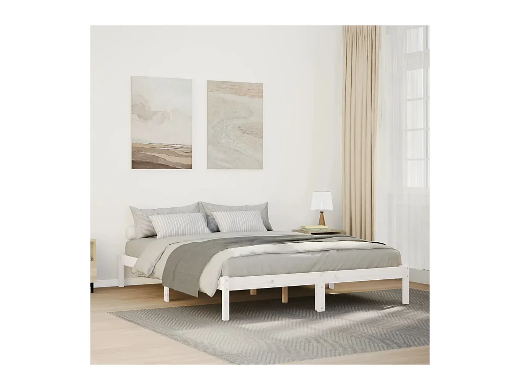 Letto Extra Lungo senza Materasso Bianco 140x220 cm in Pino
