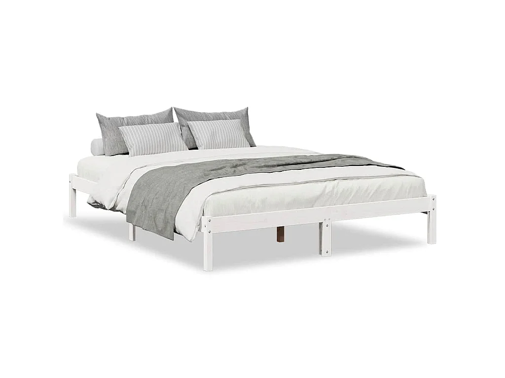 Cadre de lit extra long sans matelas 140x220 cm bois massif pin