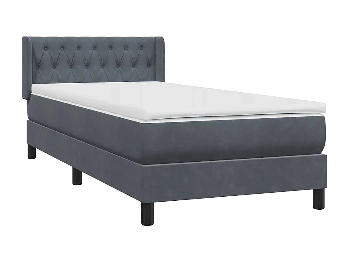 Boxspringbett mit Matratze Dunkelgrau 90x220 cm Samt
