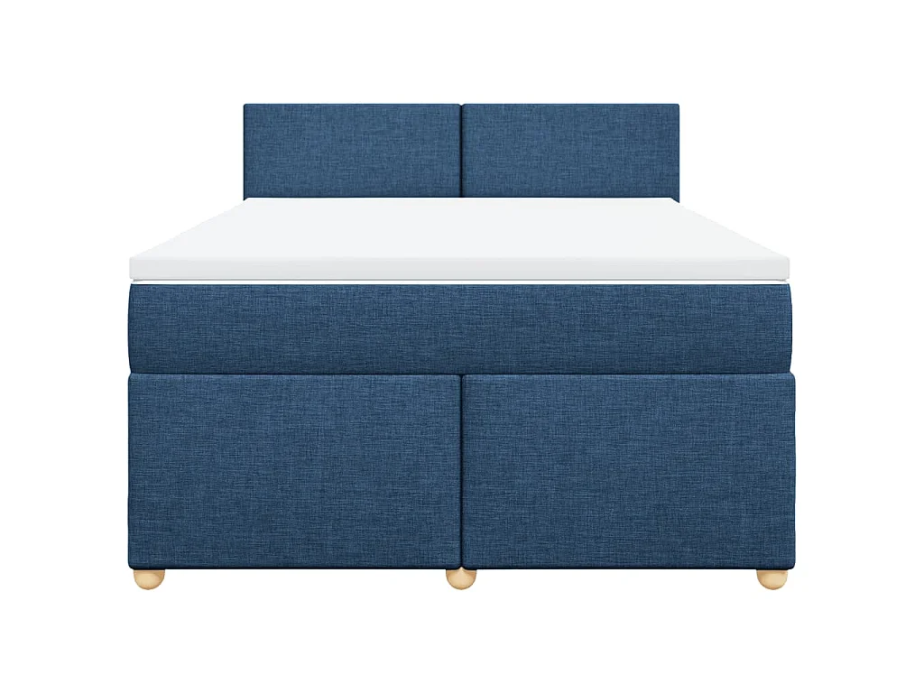 Cama box spring con colchón tela azul 160x200 cm