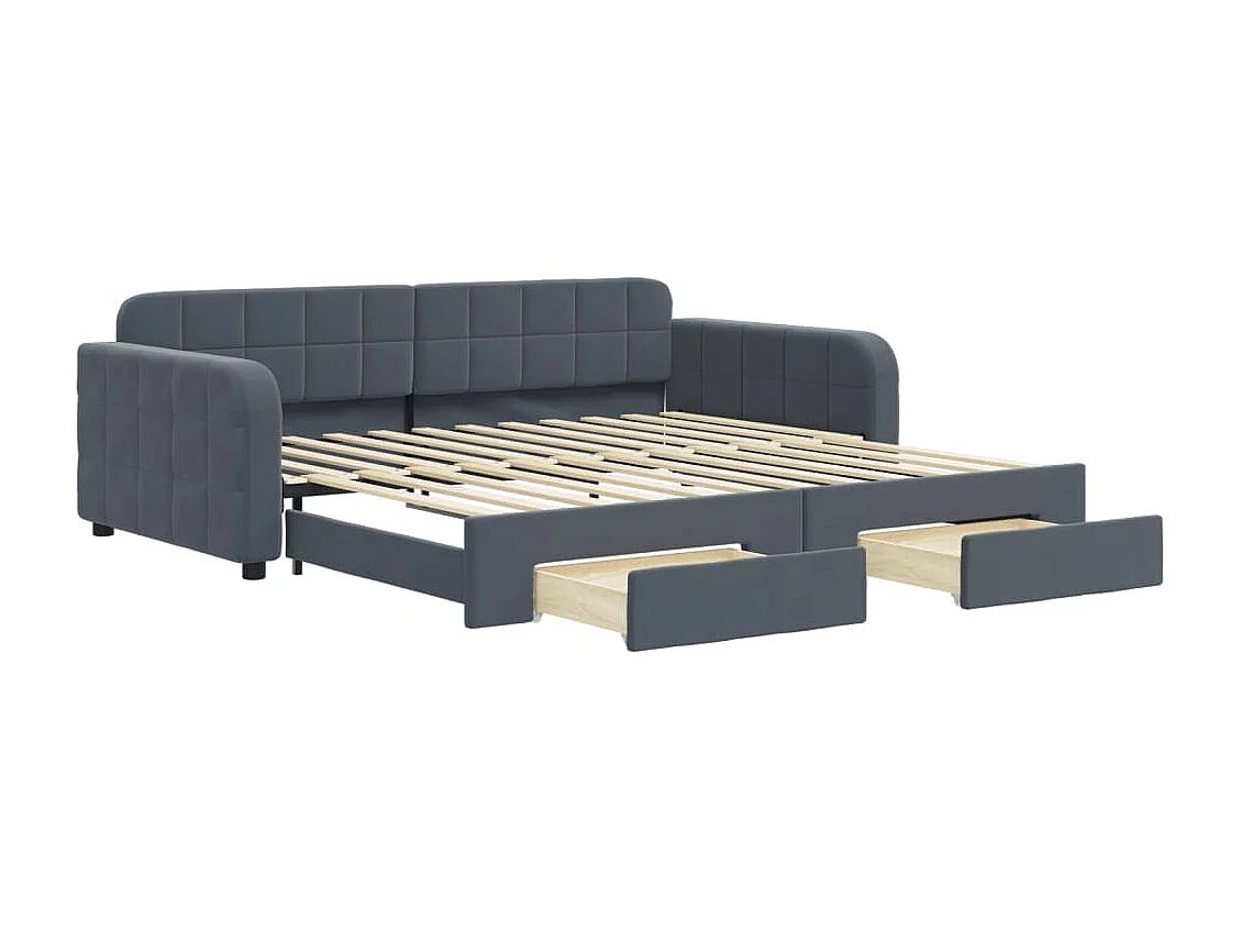 Tagesbett Ausziehbar mit Schubladen Dunkelgrau 100x200 cm Samt