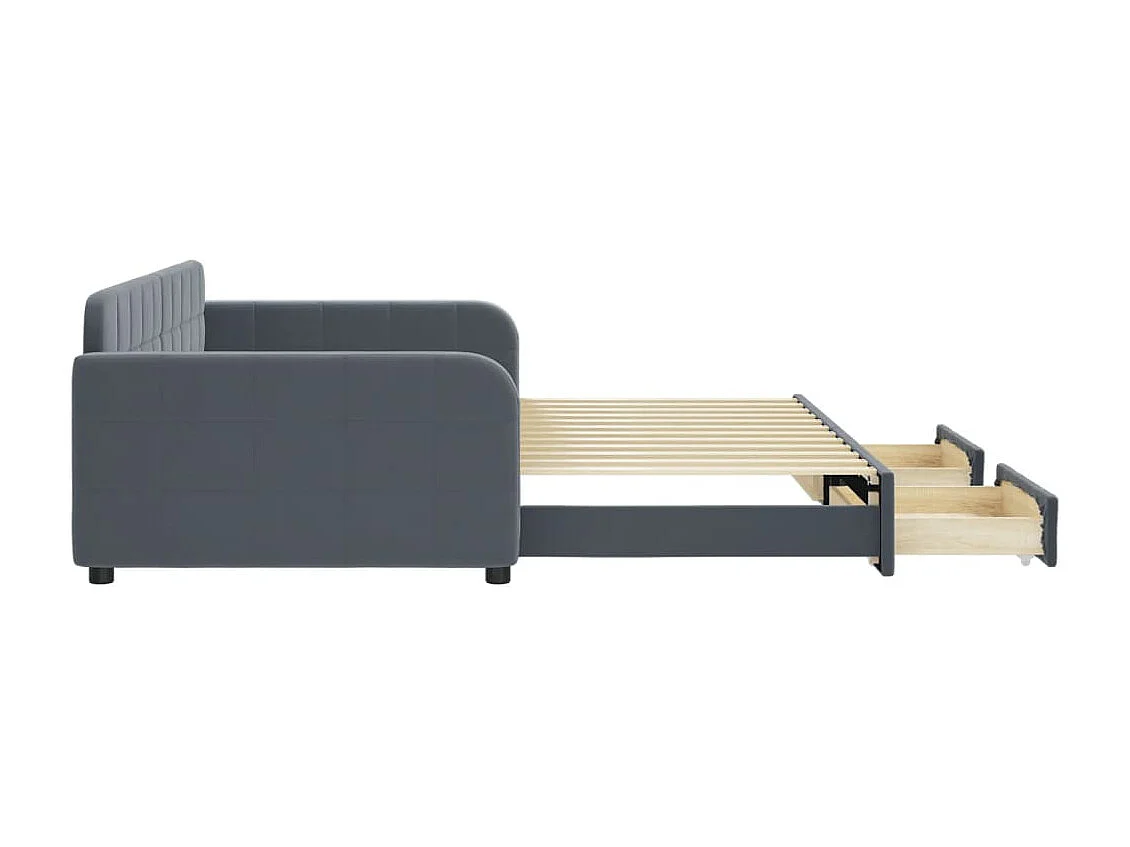 Tagesbett Ausziehbar mit Schubladen Dunkelgrau 100x200 cm Samt