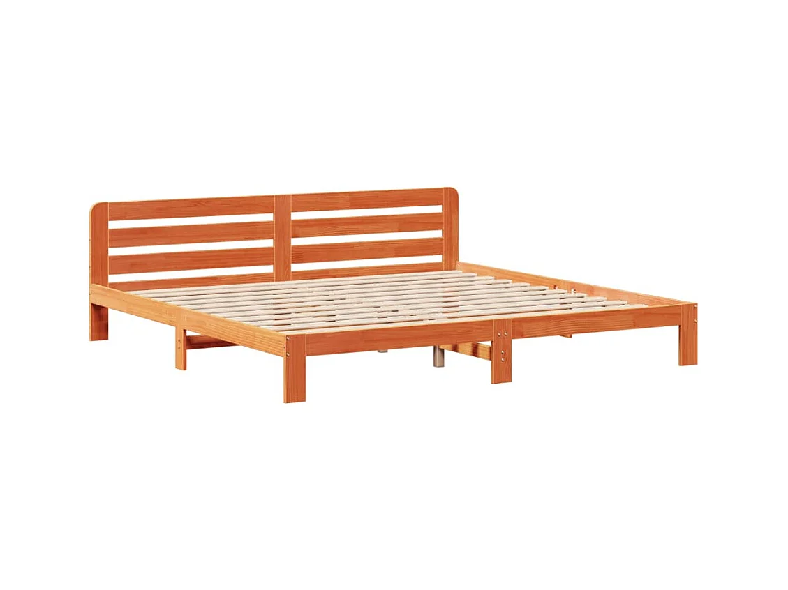 Cadre de lit sans matelas cire marron 180x200cm bois pin massif