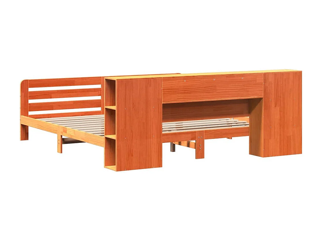 Cadre de lit sans matelas cire marron 180x200cm bois pin massif