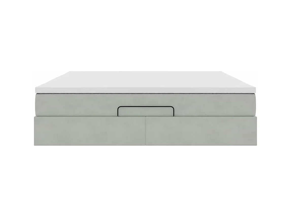Cadre de lit ottoman avec matelas gris clair 180x200 cm velours